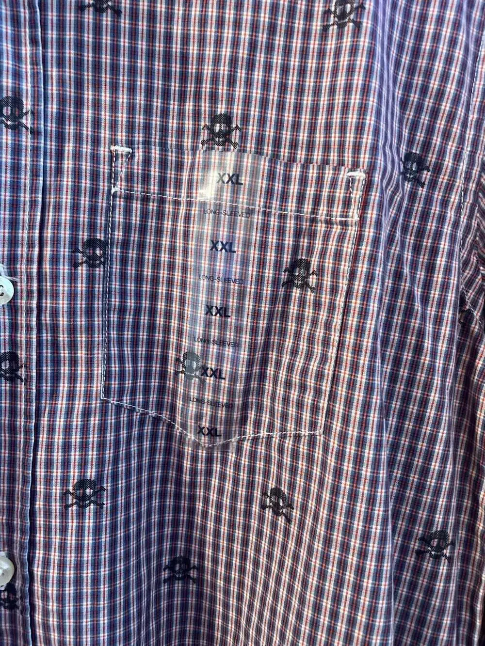 GapKids NWT Boys XXL 14-16 Skull Gingham Long Sleeve Button Down Shirt